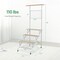 White Tan 4-Tier Metal Plant Stand Ladder Display with Trellis and Wheels Indoor Outdoor